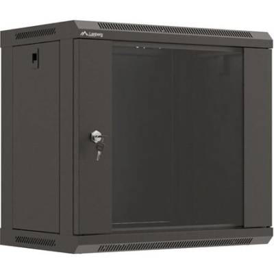 Lanberg Комуникационен шкаф Lanberg rack cabinet 19" wall-mount 9U/540x350 (flat pack) with glass door black (WF03-5309-10B)