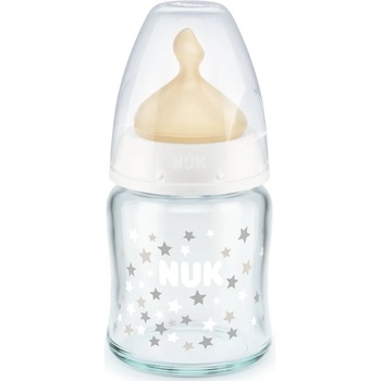 Nuk Стъклено шише с каучуков биберон Nuk - First Choice, TC, 120 ml, бяло (10747115)