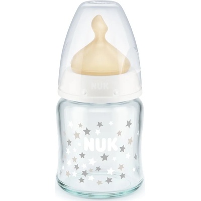 Nuk Стъклено шише с каучуков биберон Nuk - First Choice, TC, 120 ml, бяло (10747115)