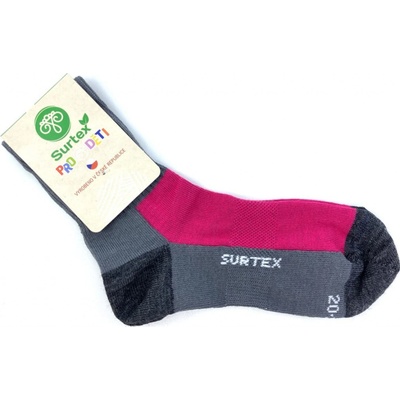 Surtex Ponožky jaro leto 50% Merino růžovo-šedé