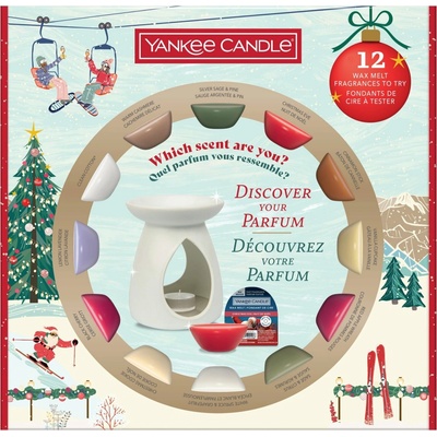 Yankee Candle Christmas Collection keramická aroma lampa 1 ks + Yankee Candle Silver Sage & Pine vosk do aromalampy 22 g + Yankee Candle Christmas Eve vosk do aromalampy 22 g + Yankee Candle Cinnamon