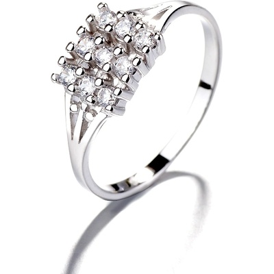 DELIS Пръстен от сребро 925, jw1383, квадратен модел с камъни, с родиево покритие (jw1383)