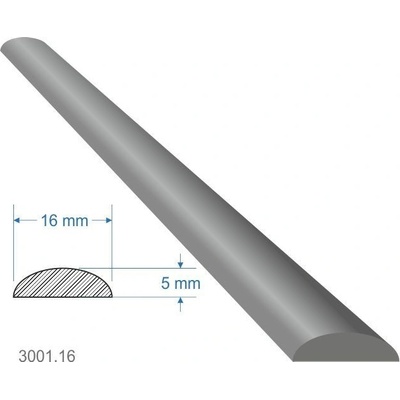 Pásovina oblá D, 16 x 5 x 2000 mm, měkká, cena za KUS (2m)