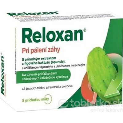 Reloxan Pri pálení záhy mäta 16 žuvacích tabliet