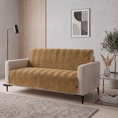 MyBestHome GOLD Přehoz na sedačku a pohovku SAMUEL medový 200x220 cm