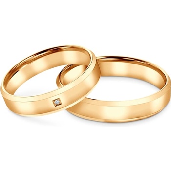 SAVICKI Сватбени халки: жълто злато, скосени, 4, 5 мм