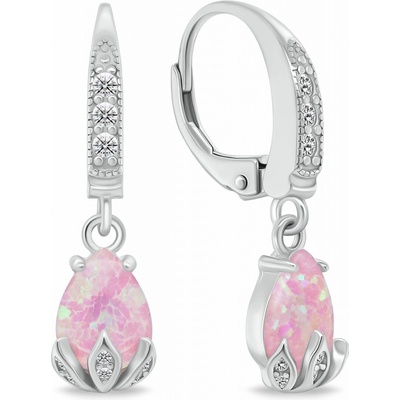 Brilio Silver Půvabné stříbrné náušnice s růžovými opály EA929WP