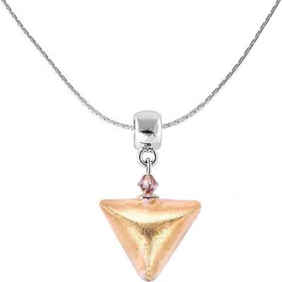 Lampglas Vznešený náhrdelník golden triangle s 24-karátovým zlatom v perle NTA1