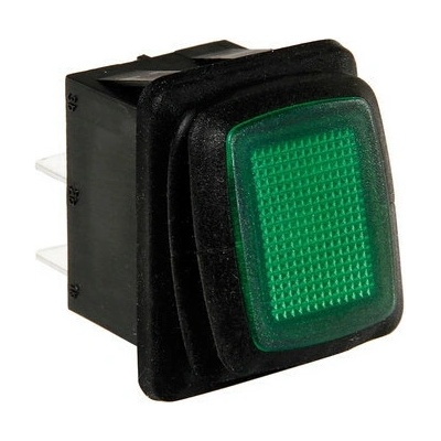 Spínač so zeleným indikátorom, vodotesný 10A 12/24V Lampa