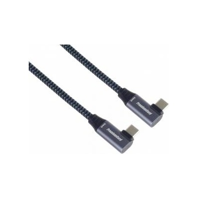 PremiumCord USB-C 2x angled cable (USB 3.2 GEN 2x2, 5A, 100W, 20Gbit/s) cotton braid, length: 0.5m