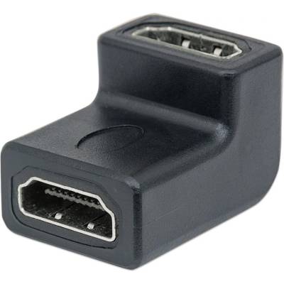 HDMI Преходник, HDMI19 Type A female - HDMI19 Type A female, под ъгъл, черен (IADAP-HDMI-FF90)