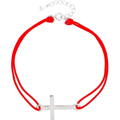 Bealio stříbrný náramek KŘÍŽ shamballa provázek 03-13263-2906