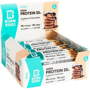 Born Winner Keto 33% High Protein Bar [12 x 60 грама] Бисквити с шоколад