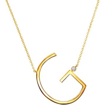 Image 1 of SAVICKI Колие с буква G : позлатено сребро. бял сапфир