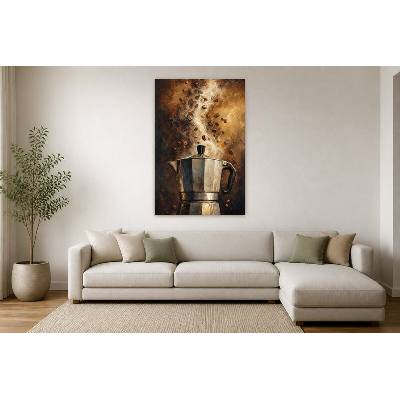 Obraz na plátně – Moka konvička v proudu páry 90 × 135 cm