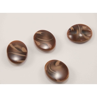 Gombík so spodným prišitím - hnedý melírovaný ovál - rozmer 2,2 cm x 1,8 cm