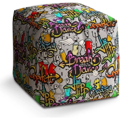 Sablio Taburet Kostka Graffiti: 40x40x40 cm