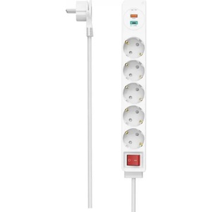 Hama 5 Plug + 2 USB 1,4 m Switch (223186)