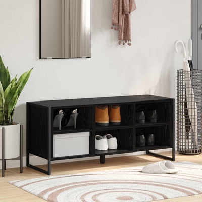 vidaXL Шкаф за обувки 100 x 35 x 44 см Инженерна дървесина Черния дъб (886450)