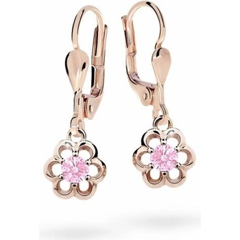 Danfil detské náušnice kvetiny C1947 zo ružového zlata pink klapka