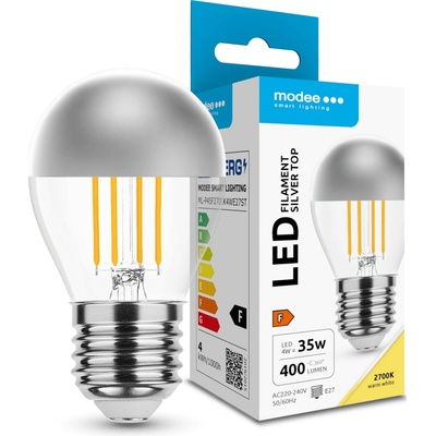 Modee LED žiarovka Filament Globe Mini P45 Silver Top 4W E27 400lm teplá biela ML-P45F2700K4WE27ST
