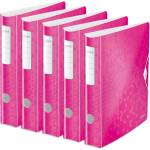 Leitz quality folder 180° Active WOW, pack of 5, A4, narrow, rounded spine, 6.5 cm wide, elastic band closure, light polyfoam, plastic folder, WOW series, pink, 11070023 - 939000 (939000)