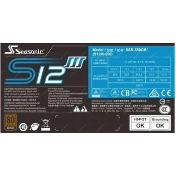 Seasonic S12III-550 550W 1Y55GB3RT3A11X
