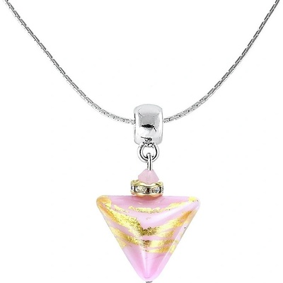 Lampglas Romantický sweet rose triangle s 24karátovým zlatem v perle NTA9