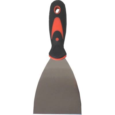 TOPTRADE špachtle nerezová, s gumovou, ergonomickou rukojetí, 62 mm, profi
