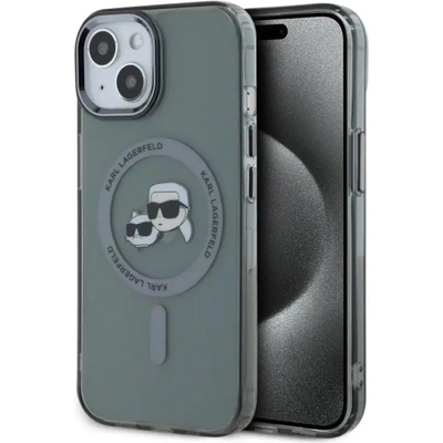 KARL LAGERFELD KLHMP15SHLSKCK iPhone 15 6.1" черен/черен твърд калъф IML Metal Karl&Choupette Head MagSafe (3666339284749)