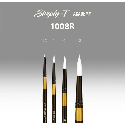 Štětec Simply-T Academy 1008R - kulatý, krátká rukojeť Velikost štětce: 3/0 – Zboží Mobilmania