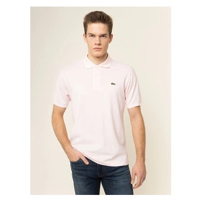 Lacoste Тениска с яка и копчета L1212 Розов Classic Fit (L1212)