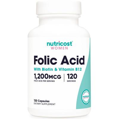 Nutricost Women Folic Acid with Biotin & Vitamin B12, 120 капсули, Nutricost (74636 (483101) NC)