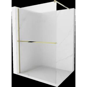 Mexen Kioto+ Душ стена с полица Walk-in 80 x 200 см, райета, златиста - 800-080-121-50-09 (800-080-121-50-09)