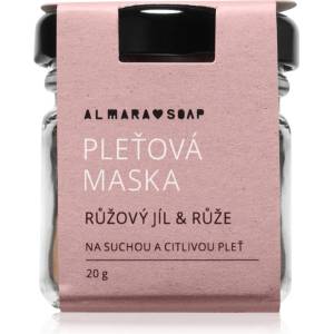 Almara Soap Face Pink Clay & Rose успокояваща маска за лице за много суха и чувствителна кожа 20 гр
