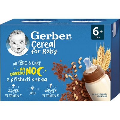 Gerber Cereal mlíčko s kaší na dobrou noc kakao 2 x 200 ml
