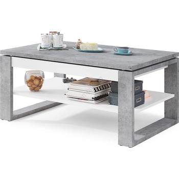 Mazzoni Холна маса с повдигащ плот и полица nea, бетонен сив/бял (mz0009)