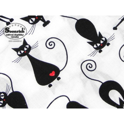 Soonrich látka na patchwork černé kočky na bílé ptw283 – Zbozi.Blesk.cz