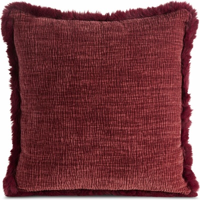Takoy Povlak na polštář 45x45 cm bordó žinylkový zdobený kožešinkou na okrajích BLANCA 02-HF-478923 | 45 x 45 cm