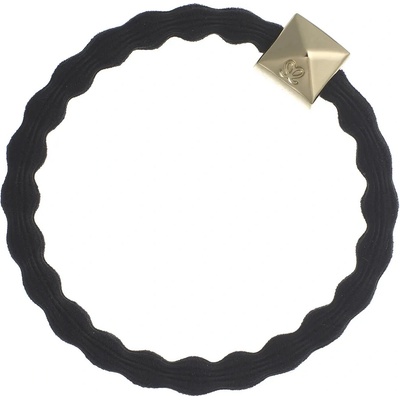 By Eloise London Gold Pyramid Stud Black