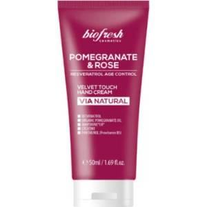 Biofresh Cosmetics Via Natural - Кадифен крем за ръце с роза и нар