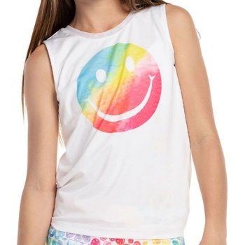 Lucky in Love Тениска за момичета Lucky in Love Novelty Print All Smiles Tie Back Tank - Многоцветен