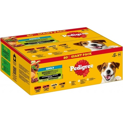 Pedigree giant pack adult 4 druhy v omáčce 80 x 100 g
