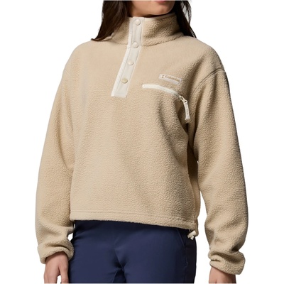 Columbia Дамски поларен пуловер Columbia Women's Helvetia II Cropped Half Snap Fleece Fleece jumper - Ancient Fossil / Dark Stone / Chalk - размер XL (105-6165-0615)