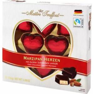 MaitreTruffout Кутия с шоколадови бонбони MaitreTruffout 110 г марципанови сърца