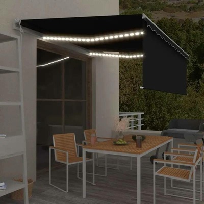 zahrada-XL Automatická markýza roleta LED senzor větru 4,5x3 m antracitová