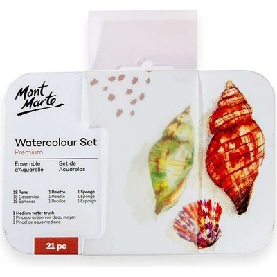 Sada akvarelových barev 18ks,štětec, houbička, paleta č.0066, kovový box – Zboží Dáma