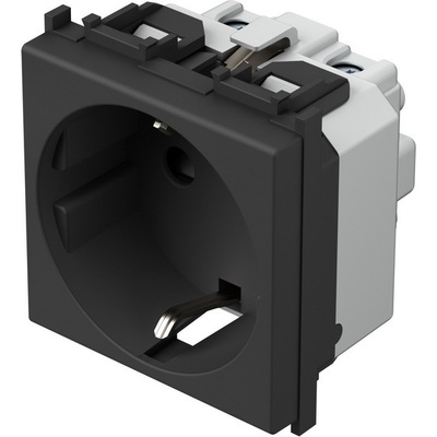 TEM Контакт шуко 2P+E 16A 2M, цвят Черен мат, Modul - VM10SB (VM10SB)