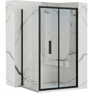 Rea Правоъгълна душ кабина със сгъваема врата Rea Rapid Fold 80x90 черна (5902557342518+5902557342556)