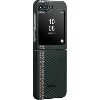 PITAKA Magsafe Калъф за Samsung Z Flip 5, Pitaka MagEZ 3 Rhapsody Case, Черен (FRFLIP5)